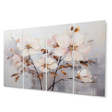 Designart "Beige Minimalist Blossoms I" Abstract Botanicals Metal Wall Décor Set
