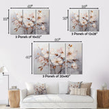 Designart "Beige Minimalist Blossoms I" Abstract Botanicals Metal Wall Décor Set