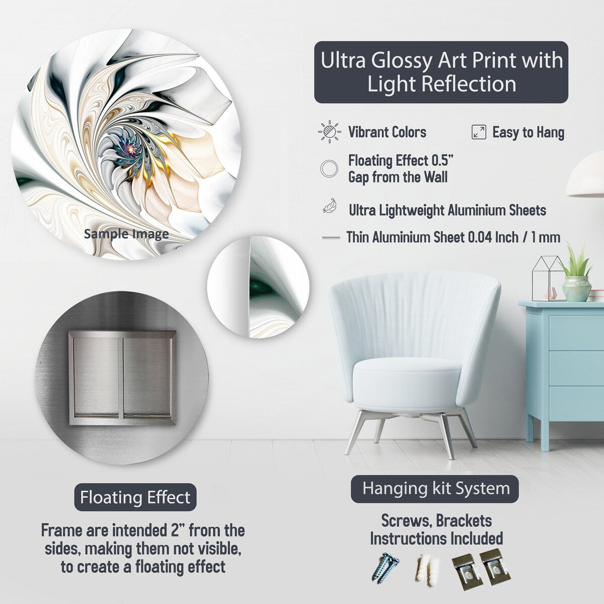 Designart "Beige Minimalist Blossoms I" Abstract Botanicals Metal Wall Décor Set