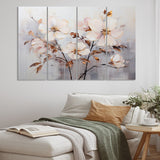 Designart "Beige Minimalist Blossoms I" Abstract Botanicals Metal Wall Décor Set