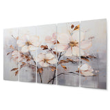 Designart "Beige Minimalist Blossoms I" Abstract Botanicals Metal Wall Décor Set