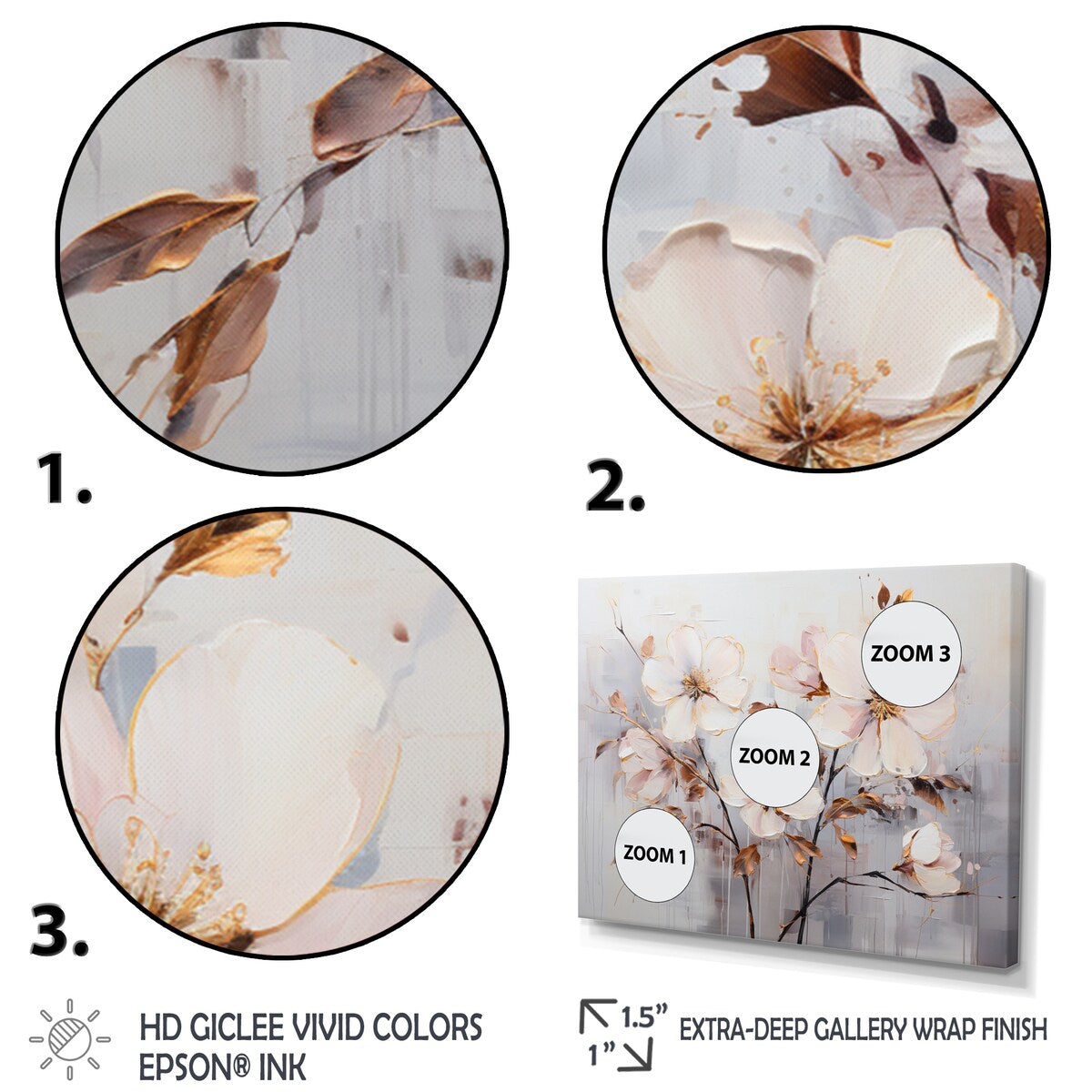 Designart "Beige Minimalist Blossoms I" Abstract Botanicals Metal Wall Décor Set