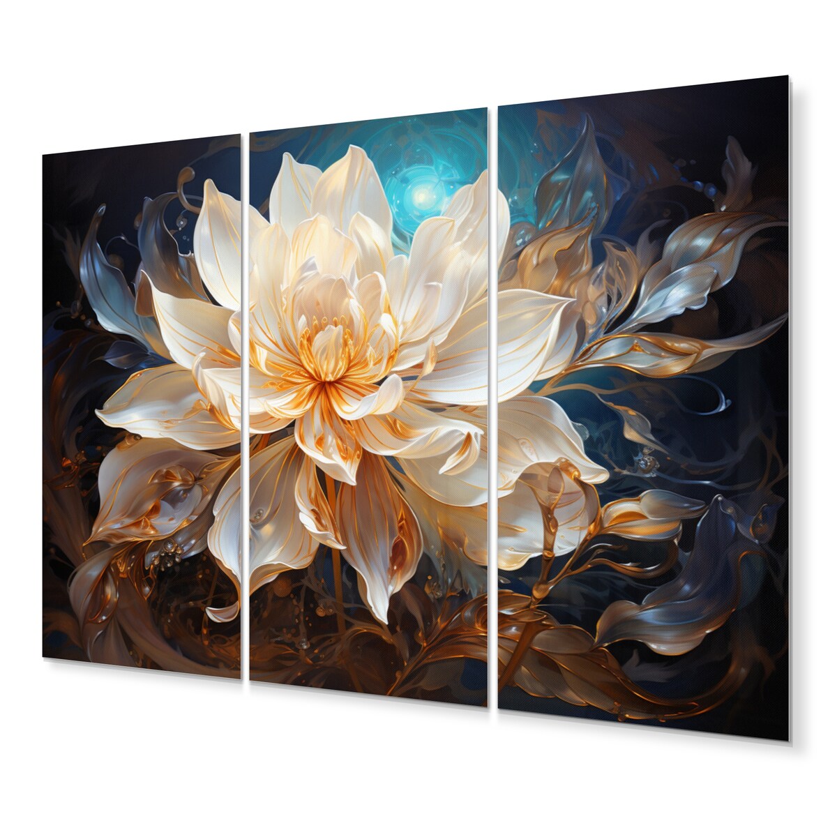 Designart "Beige Teal Abstract Fractal Transcendent Illumination" Modern Art Living Room Set