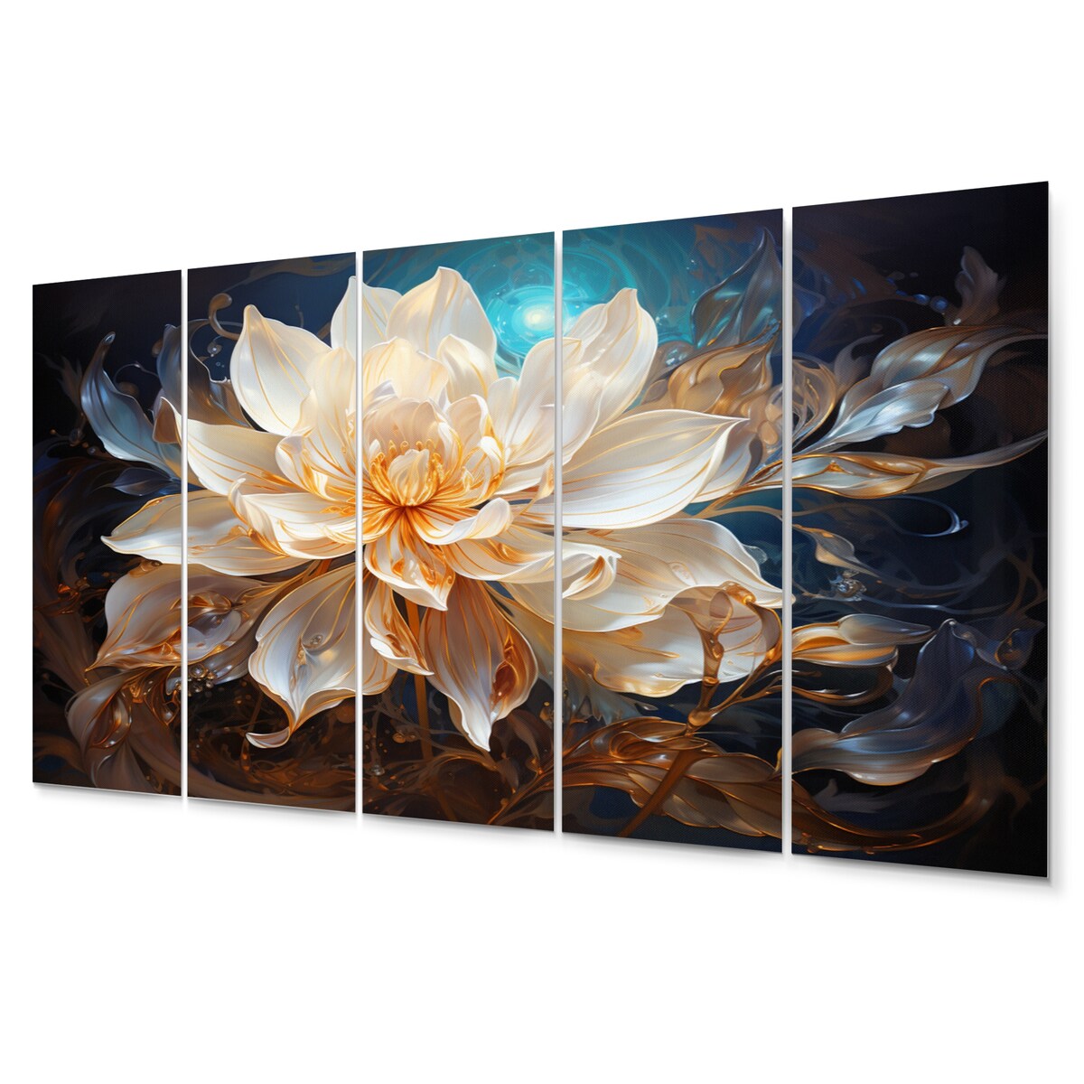 Designart "Beige Teal Abstract Fractal Transcendent Illumination" Modern Art Living Room Set