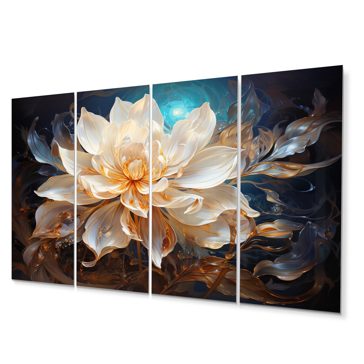 Designart "Beige Teal Abstract Fractal Transcendent Illumination" Modern Art Living Room Set