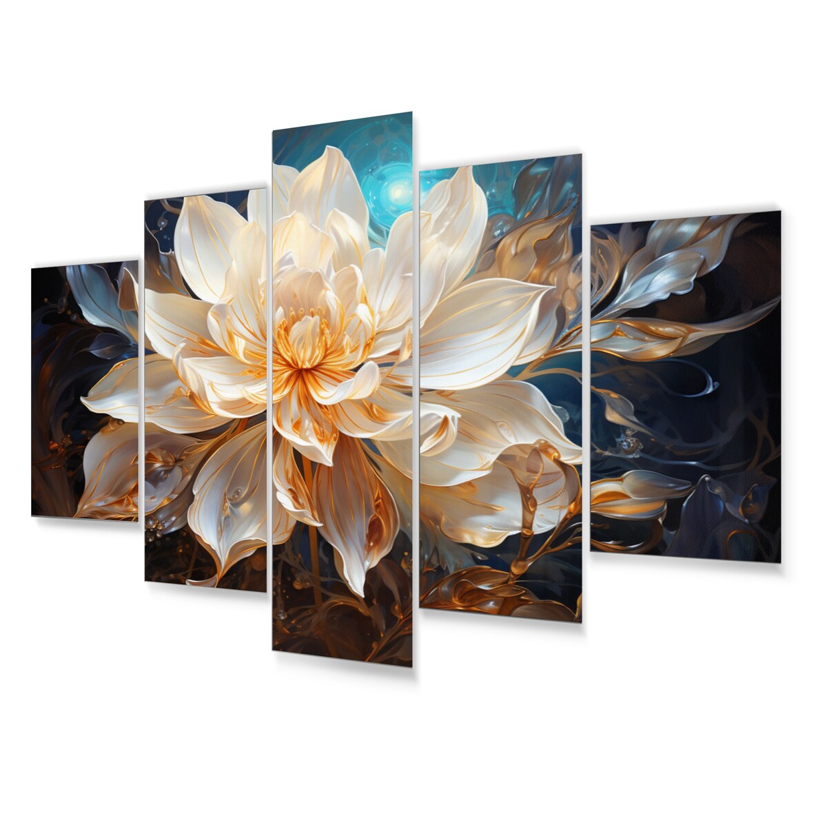 Designart "Beige Teal Abstract Fractal Transcendent Illumination" Modern Art Living Room Set