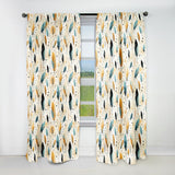 Designart "Beige Urban Nomadic Feathers Pattern" Boho Blackout Curtain For Living Room Décor