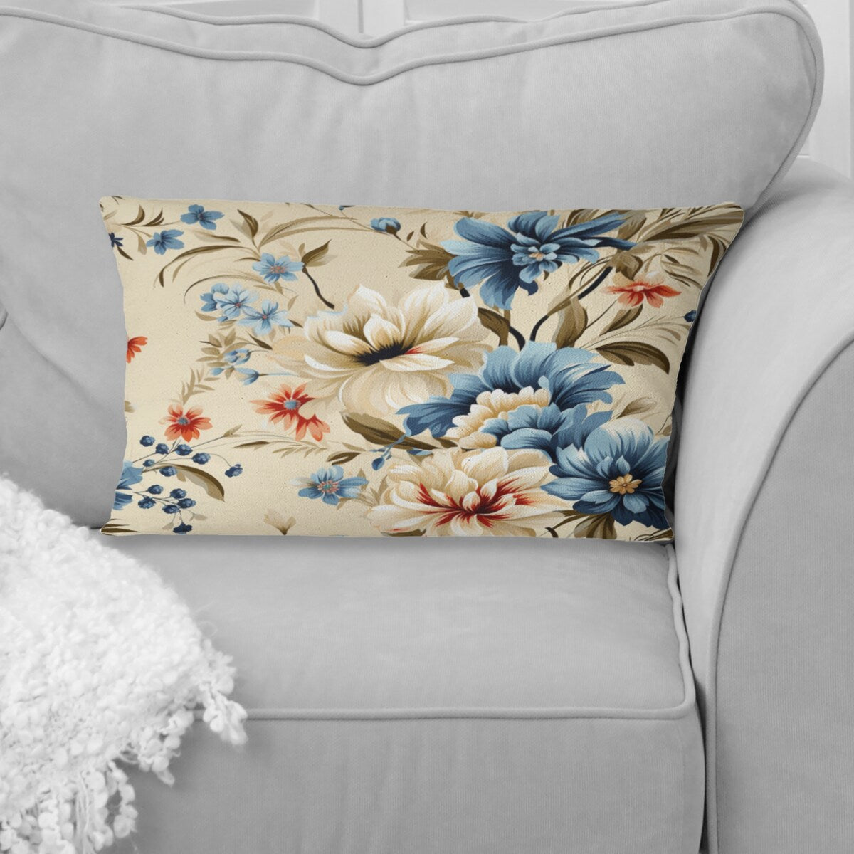 Designart "Beige Vintage Chic Peonies Pattern I" Floral Printed Throw Pillow