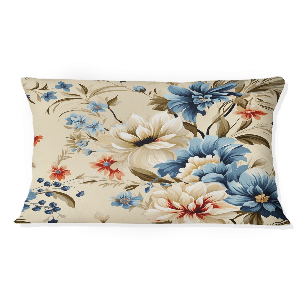 Designart "Beige Vintage Chic Peonies Pattern I" Floral Printed Throw Pillow