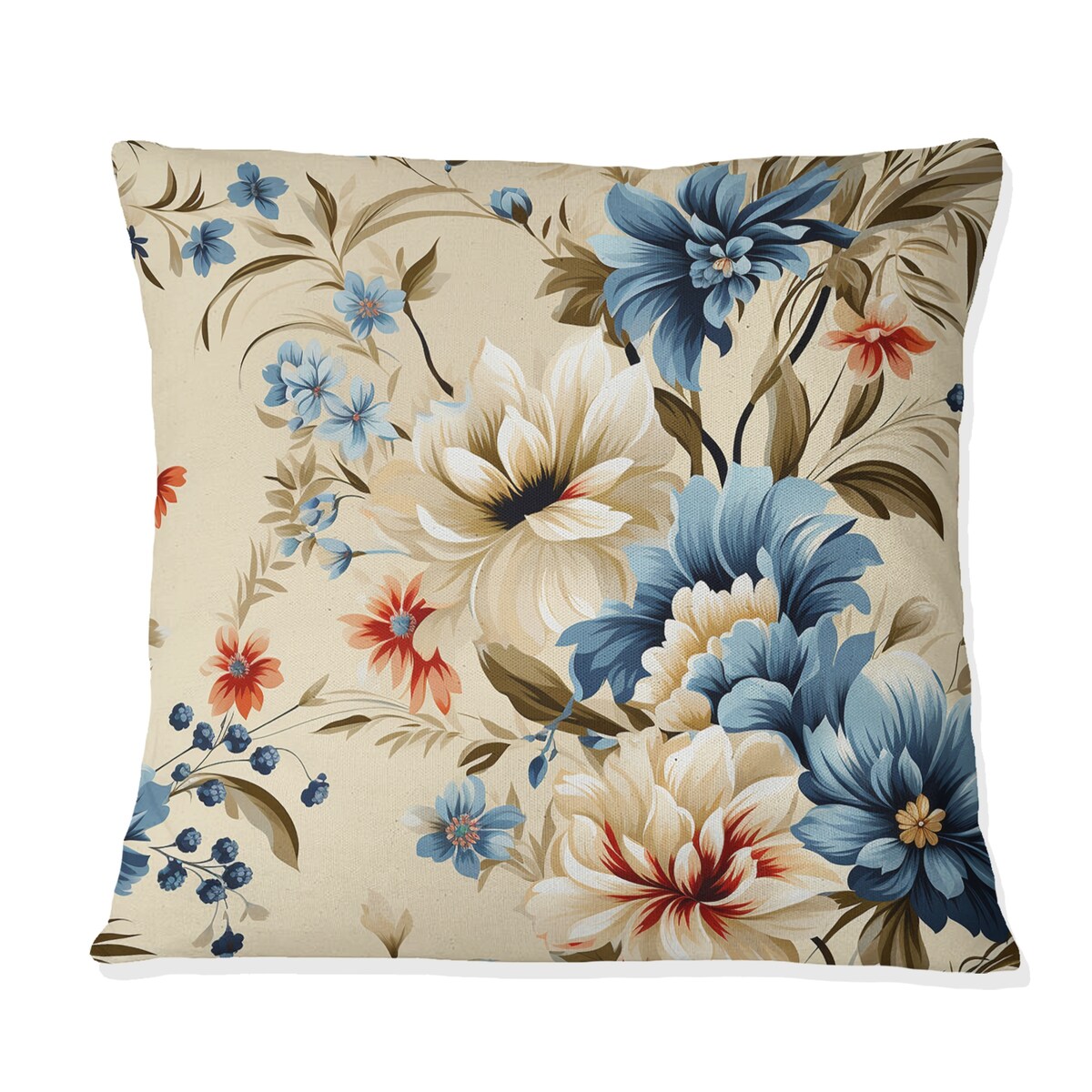 Designart "Beige Vintage Chic Peonies Pattern I" Floral Printed Throw Pillow