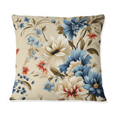 Designart "Beige Vintage Chic Peonies Pattern I" Floral Printed Throw Pillow