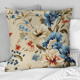 Designart "Beige Vintage Chic Peonies Pattern I" Floral Printed Throw Pillow