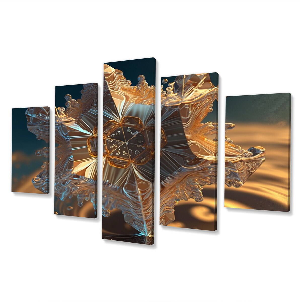 Designart "Benevolence Water Crystal II" Modern Geometric Multipanel Canvas Prints