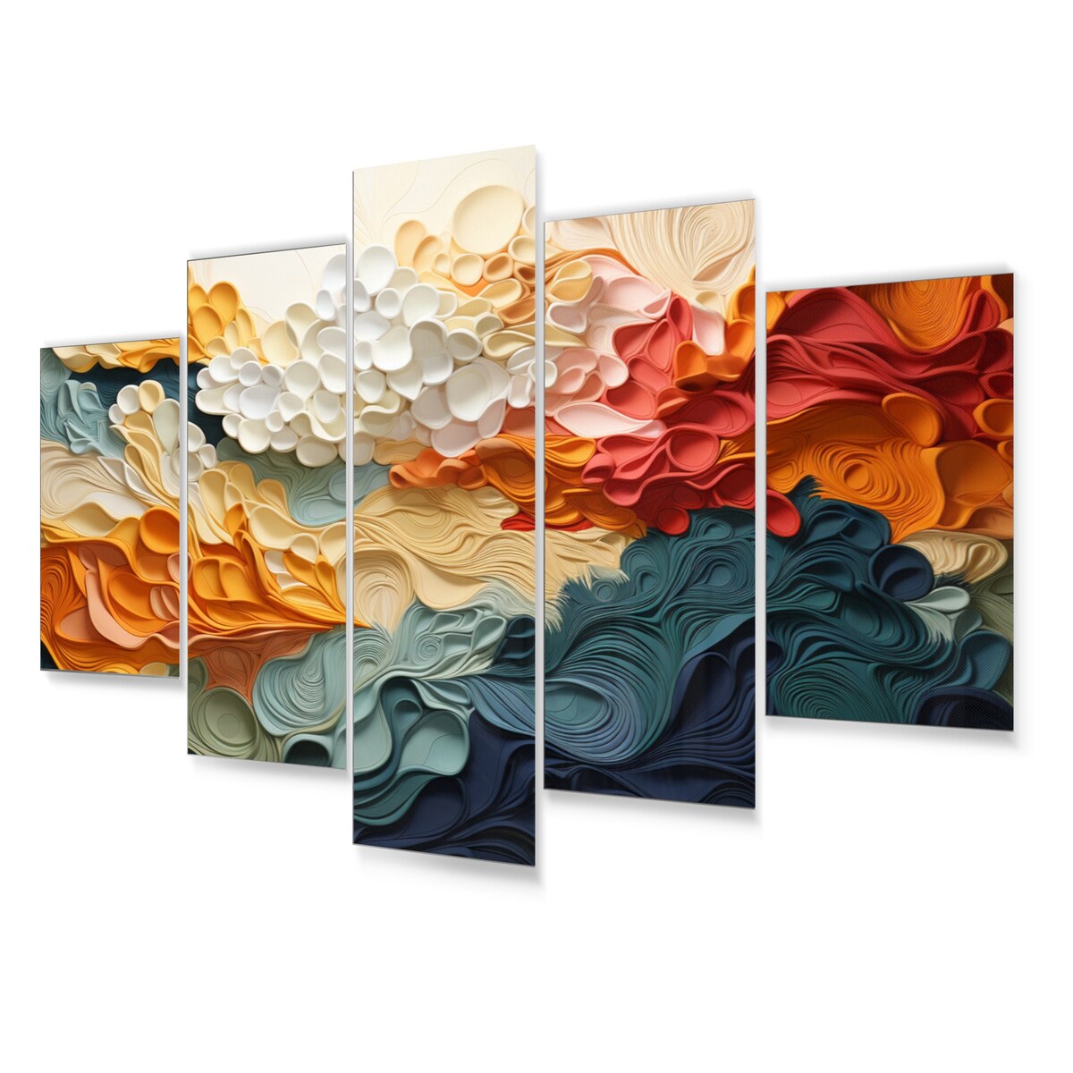 Designart "Biomorphism Organic Forms VI" Modern Metal Art Print Set