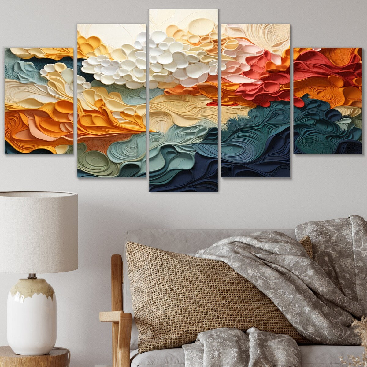 Designart "Biomorphism Organic Forms VI" Modern Metal Art Print Set