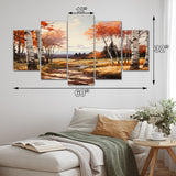 Designart "Birch Woods Gilded Pathway V" Tree Birch Art Living Room Set