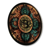 Designart "Bitcoin Crypto Seal I" Modern Geometric Oversized Wood Wall Clock