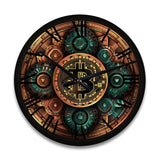 Designart "Bitcoin Crypto Seal I" Modern Geometric Oversized Wood Wall Clock