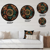 Designart "Bitcoin Crypto Seal I" Modern Geometric Oversized Wood Wall Clock