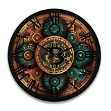 Designart "Bitcoin Crypto Seal I" Modern Geometric Oversized Wood Wall Clock