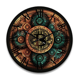 Designart "Bitcoin Crypto Seal I" Modern Geometric Oversized Wood Wall Clock