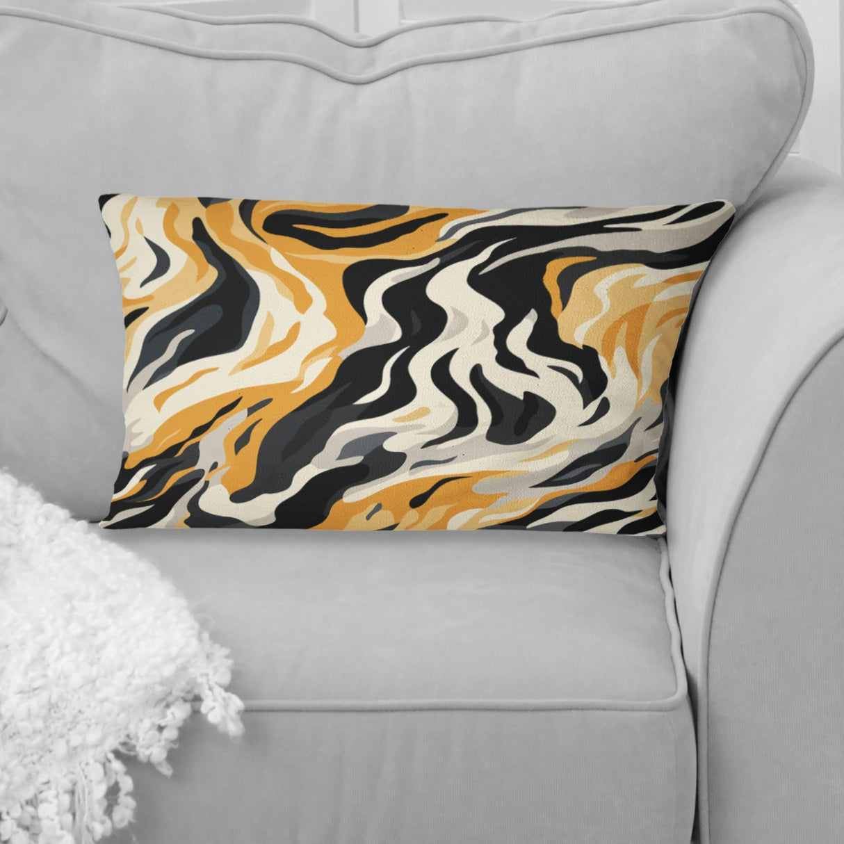 Designart "Black And Beige Urban Zebra Fusion II" Animal Printed Throw Pillow