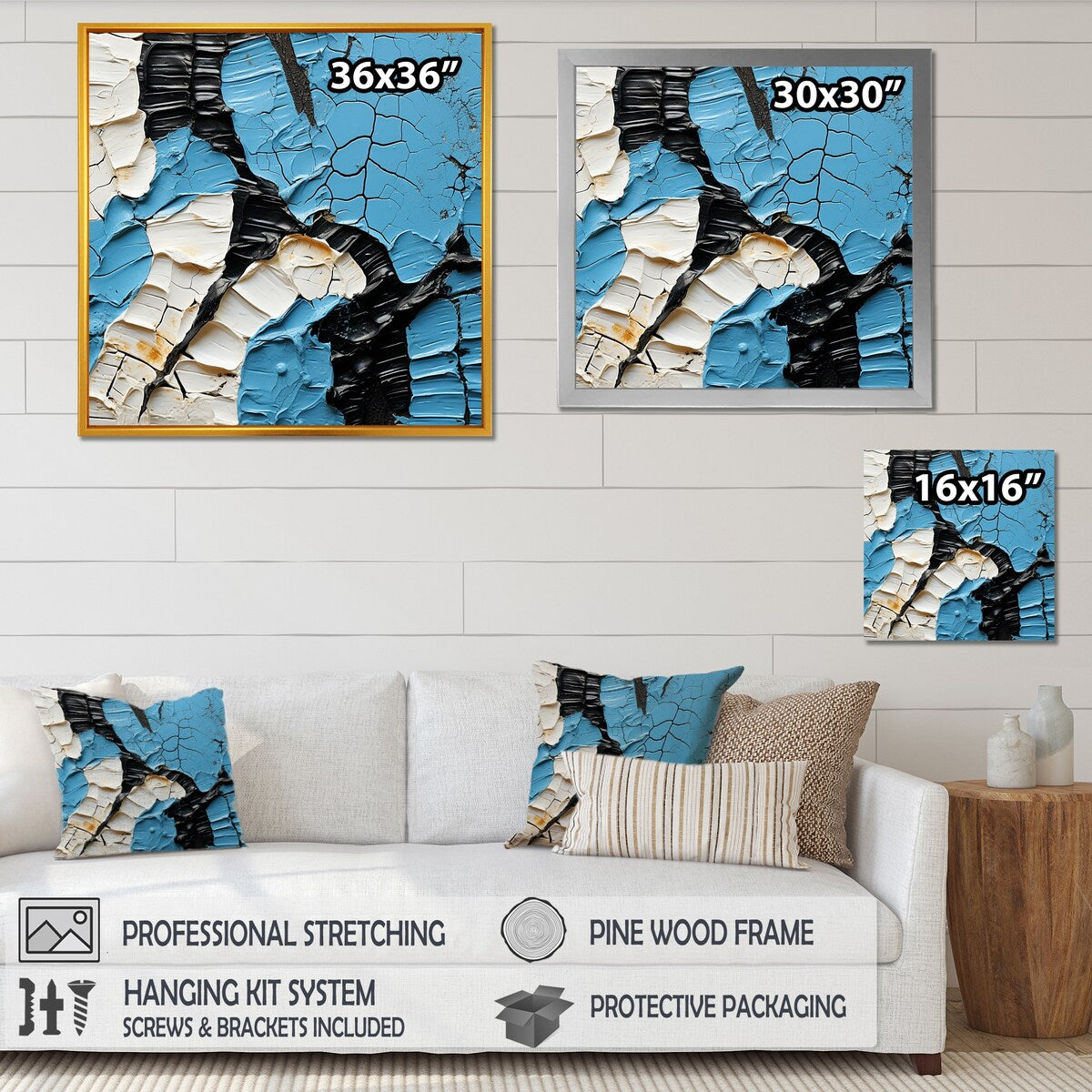 Designart "Black And Blue Paint Stroke Fight" Abstract Shapes Wall Art