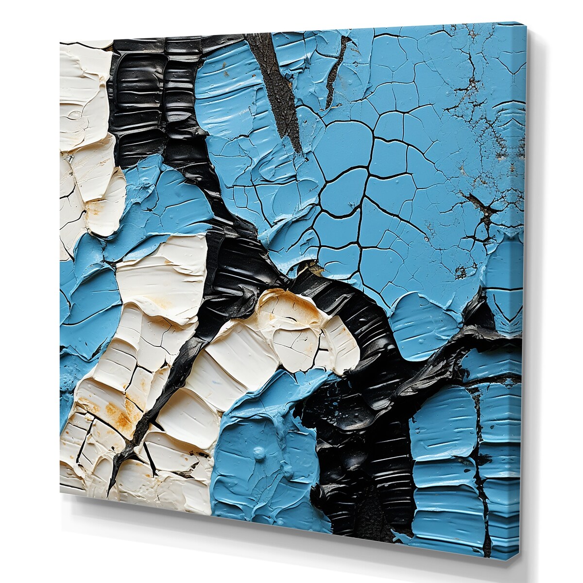 Designart "Black And Blue Paint Stroke Fight" Abstract Shapes Wall Art