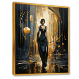 Designart "Black And Gold Ballroom Woman II" Fashion Black Wall Decor - Glam Entryway Framed Wall Art Print