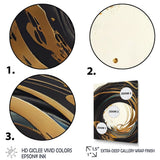 Designart "Black And Gold Circle I" Modern Spiral Canvas Art Print - 3 Panels