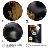 Designart "Black And Gold Gilded Woman Photo III" Woman Wall Decor Gold - Glam Living Room Framed Canvas Art