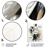 Designart "Black And White Fashion Top Model Woman Runway II" Fashion Illustration Metal Wall Art - Glam Metal Art Work
