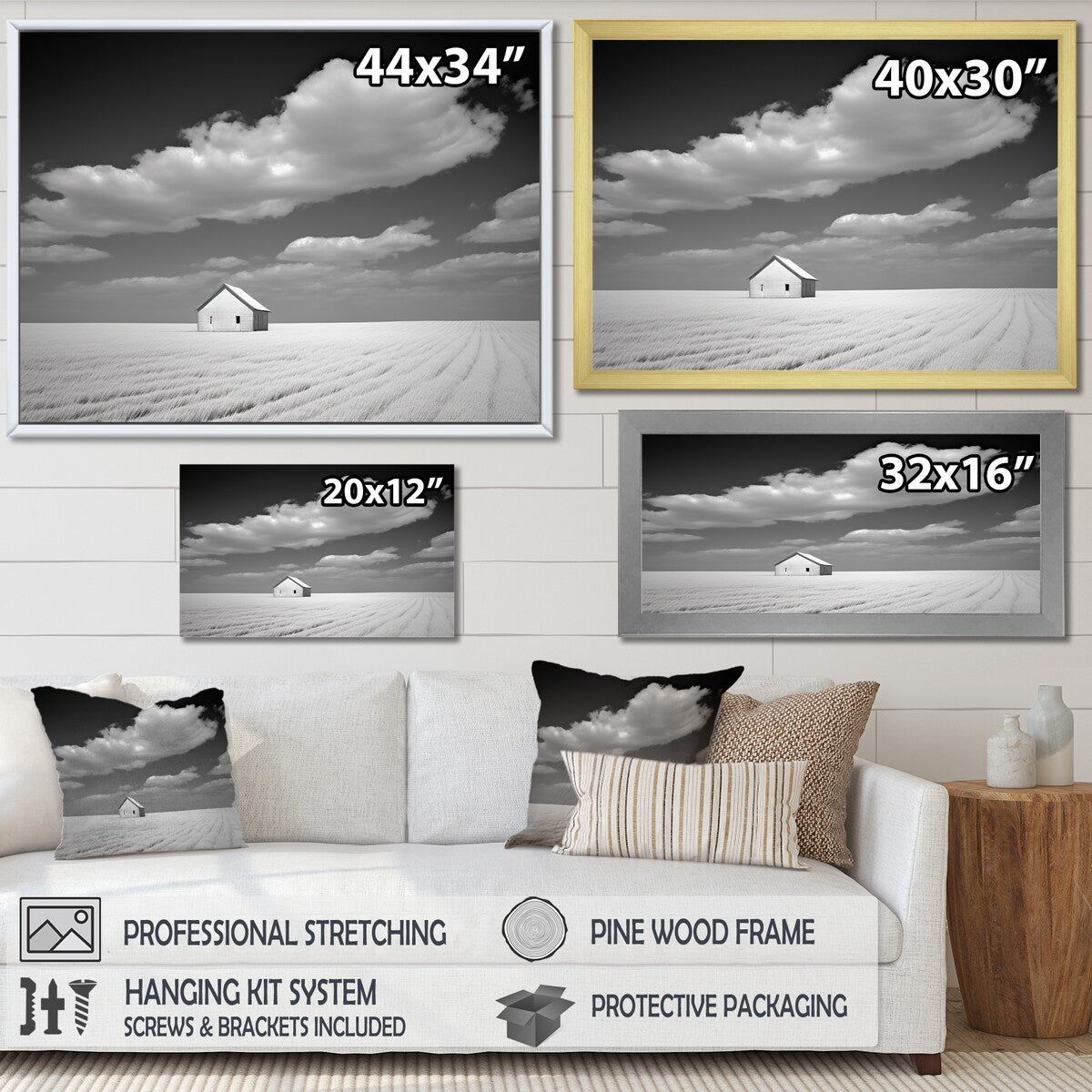 Designart "Black And White Solitude Road I" Meadow Wall Art