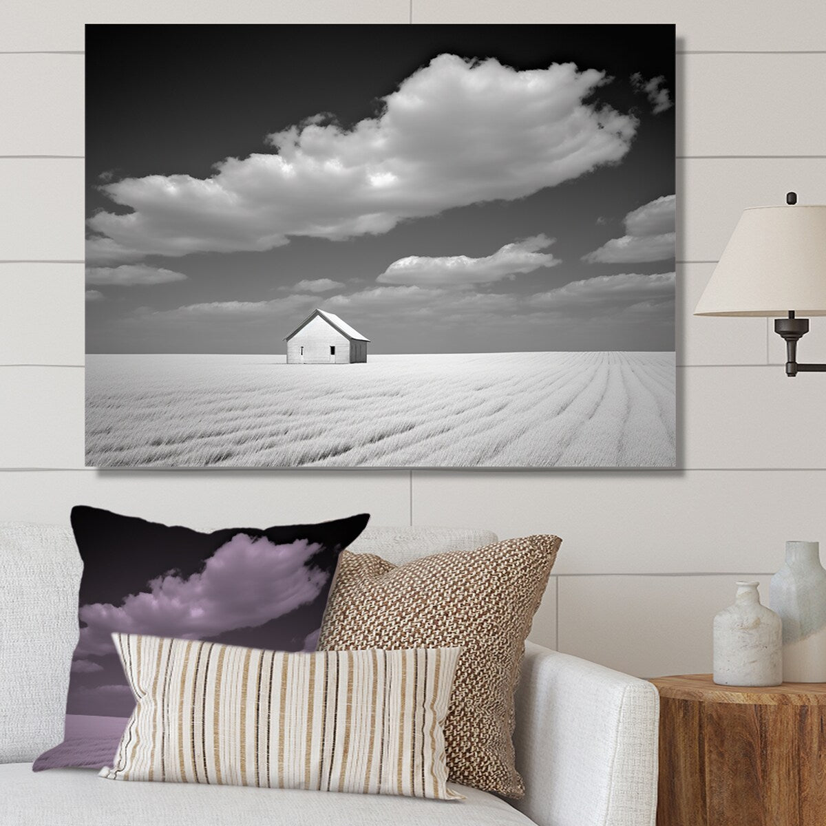 Designart "Black And White Solitude Road I" Meadow Wall Art