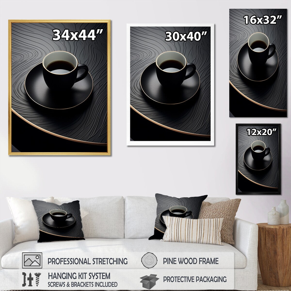 Designart "Black Coffee Espresso Eclipses VI" Coffee Wall Art