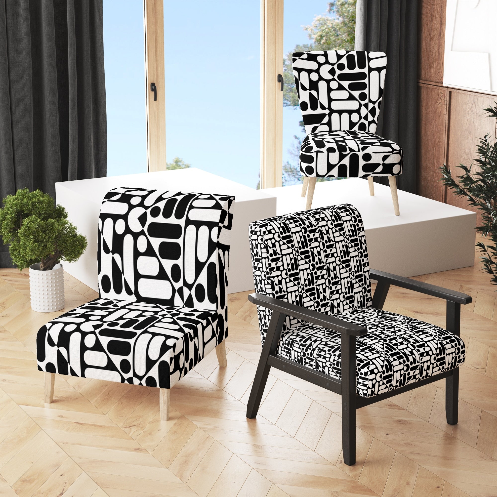 Geometric pattern accent chair sales