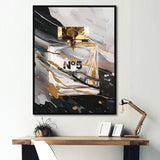 Designart "Black Perfume Bottle Masterpieces Iv" Fashion Perfume Framed Wall Art Prints