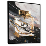 Designart "Black Perfume Bottle Masterpieces Iv" Fashion Perfume Framed Wall Art Prints