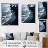 Designart "Black Sand Beach Aerial View I" Beach & Ocean White Wall Decor - Coastal Bedroom Framed Canvas Wall Art