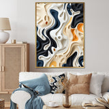 Designart "Black White Labyrinth Pattern" Abstract Framed Canvas Art Print