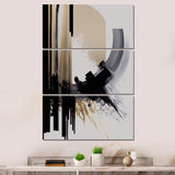 Designart "Black, White And Gold Expression IV" Modern Canvas Art Print - 3 Panels