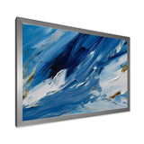 Designart "Bliss Of Happiness Abstract In Retro Blue" Abstract Painting Framed Wall Decor