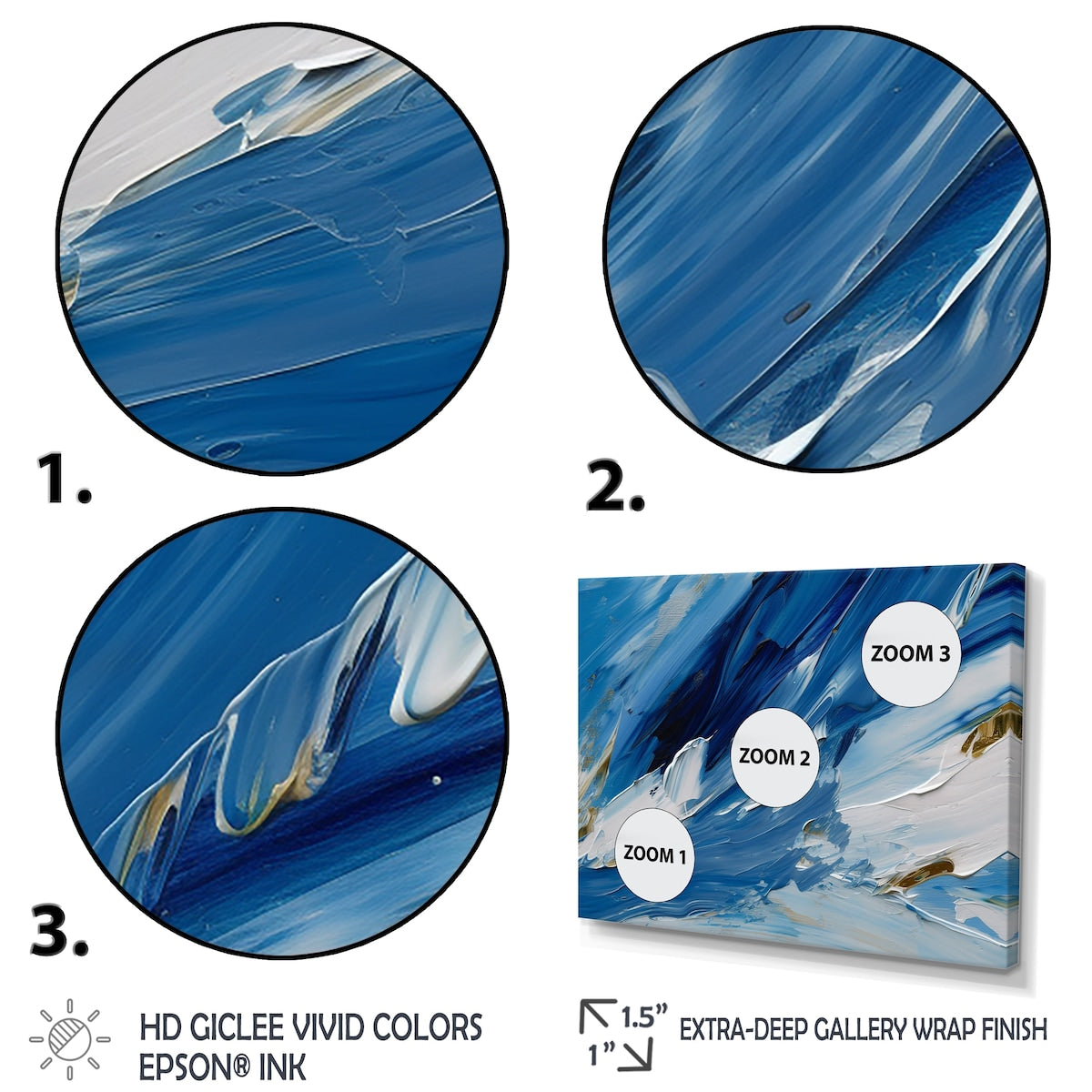 Designart "Bliss Of Happiness Abstract In Retro Blue" Abstract Painting Framed Wall Decor