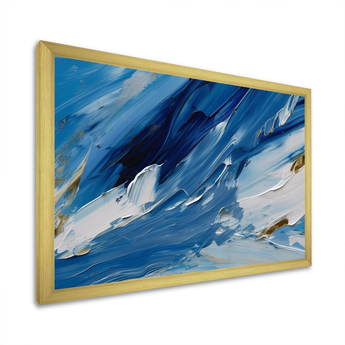 Designart "Bliss Of Happiness Abstract In Retro Blue" Abstract Painting Framed Wall Decor