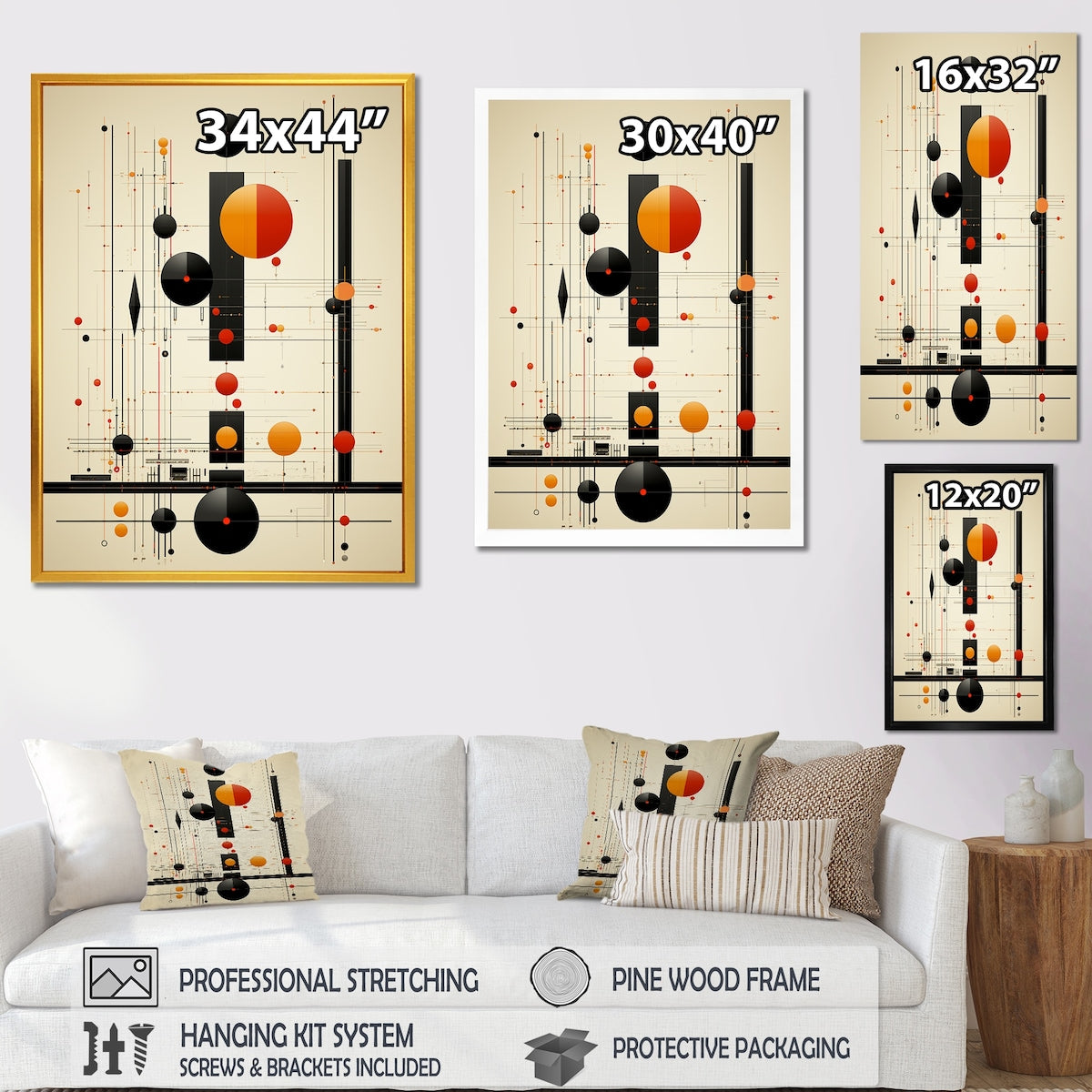 Designart "Blissful Voyage Minimal Mid-Century Retro Art" Minimalism Framed Wall Decor