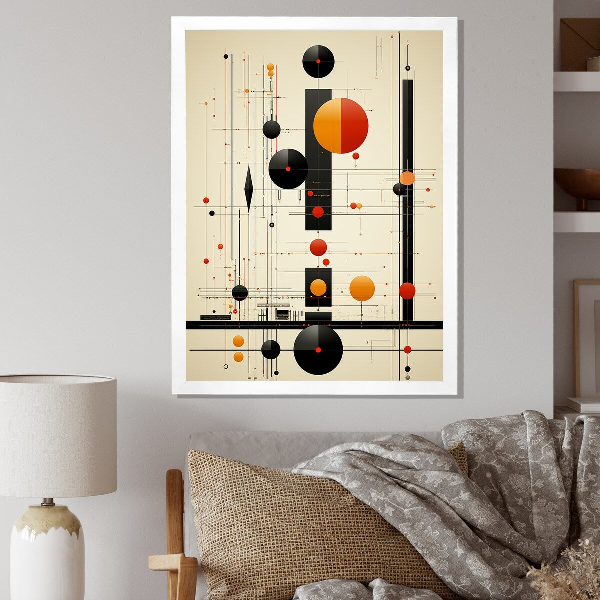 Designart "Blissful Voyage Minimal Mid-Century Retro Art" Minimalism Framed Wall Decor