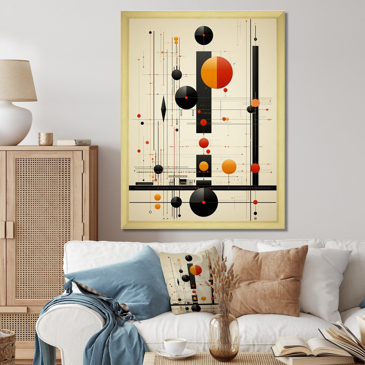 Designart "Blissful Voyage Minimal Mid-Century Retro Art" Minimalism Framed Wall Decor