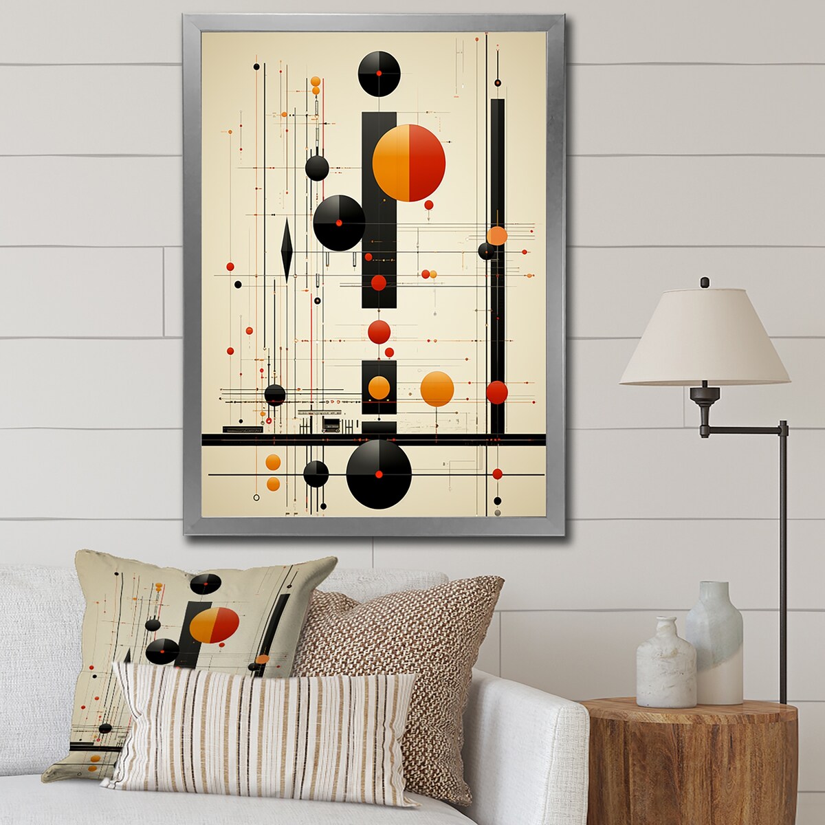 Designart "Blissful Voyage Minimal Mid-Century Retro Art" Minimalism Framed Wall Decor