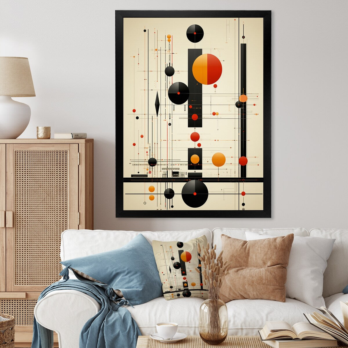 Designart "Blissful Voyage Minimal Mid-Century Retro Art" Minimalism Framed Wall Decor