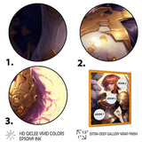 Designart "Blonde Anime Seiya With Wings And Armor IV" Woman Fantasy Framed Canvas Wall Art